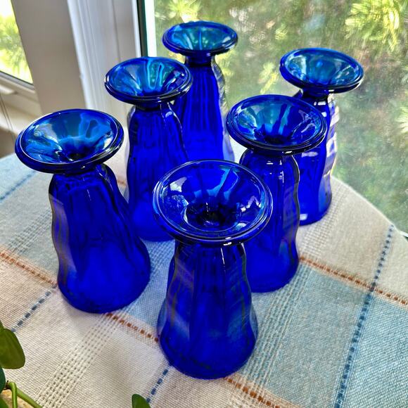Set of 6 Anchor Hocking Cobalt Blue Fountainware Tall Parfait / Float Glasses - Picture 7 of 12
